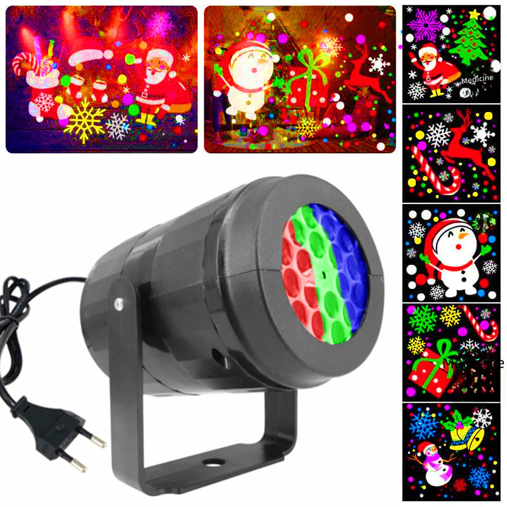 LED Christmas Projector Light with 16 Snowflake Patterns